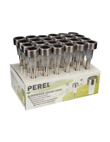 Lampe de jardin solaire avec socle en acier inoxydable 24 pièces