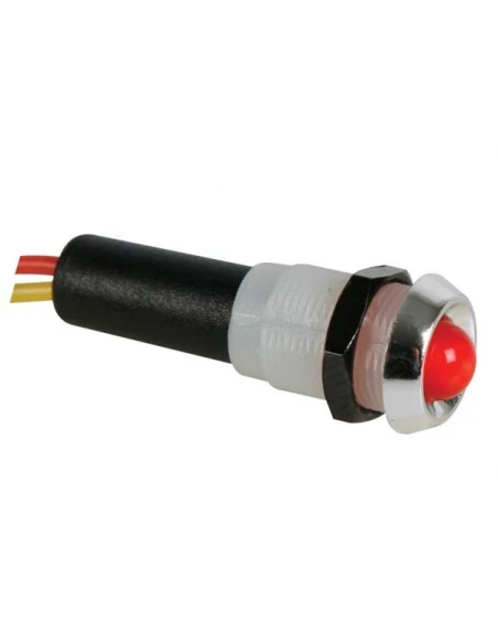 Voyant led rouge clignotant 12v - boitier chrome
