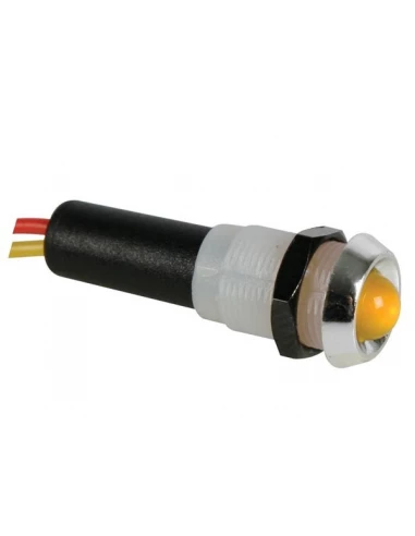 Voyant led jaune 12v - boitier chrome