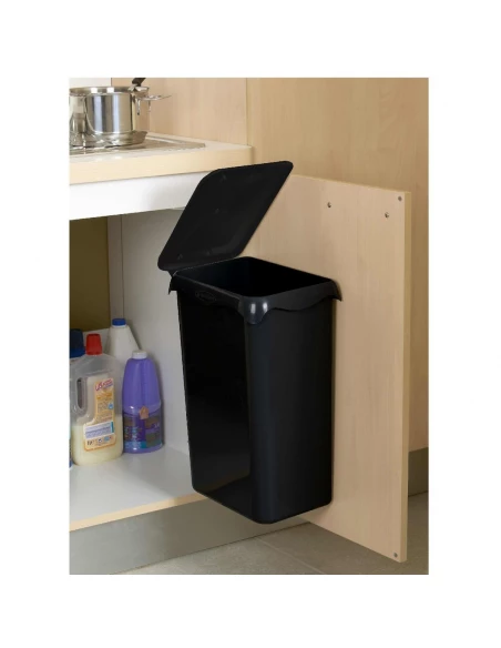 Poubelle porte sac automatique de placard 23 litres noir