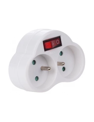 Adaptor with on/off switch - 2 sockets