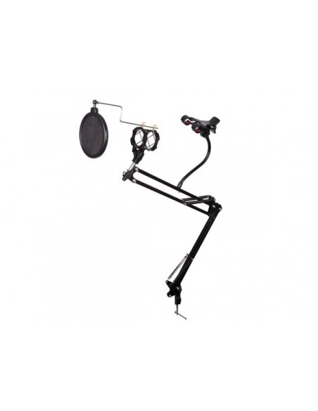 Pied de table pour microphone avec support pour smartphone - réglable