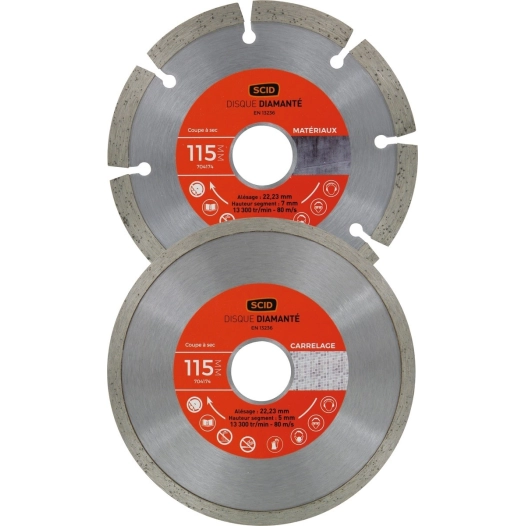 Lot 2 disques matériaux carrelage 115 22,23