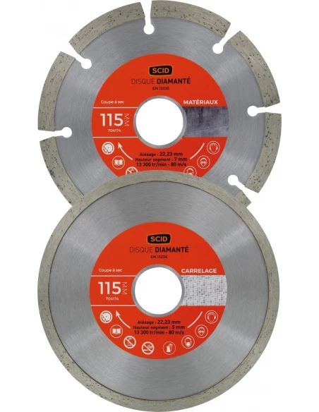 Lot 2 disques matériaux carrelage 115 22,23