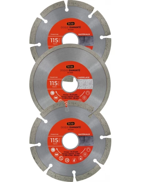 Lot 3 disques matériaux carrelage 115 22,23