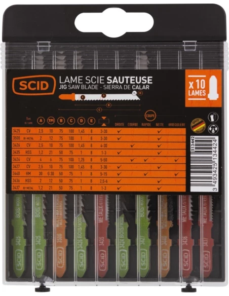 Assortiment 10 lames de scie sauteuse accroche en t 10