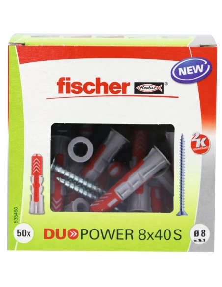 Cheville bi-matière duopower avec vis 8 x 40 50