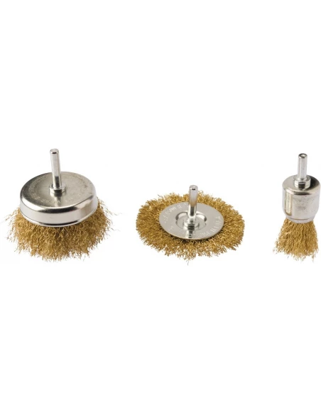 Lot de 3 brosses acier laitonné pour perceuse