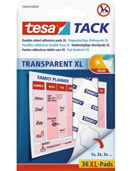 Pastille adhésive double face transparente xl 36