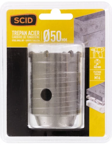 Trépan acier dents au carbure de tungstène m16 50 p 40 mm