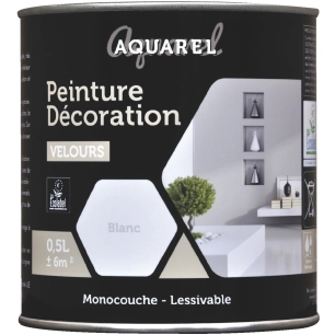 Peinture aquarel décoration intérieure satinée 0,5 l blanc