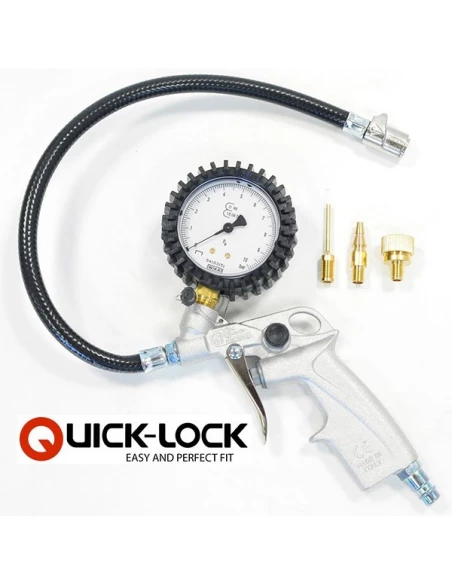 Poignee de gonflage 10 bars metal quicklock +3 embouts- PRODIF