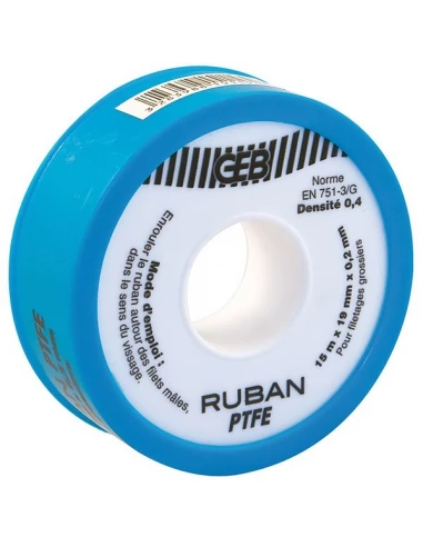 815119 ruban ptfe special gros diametre 19mm x 15m x 0,2mm