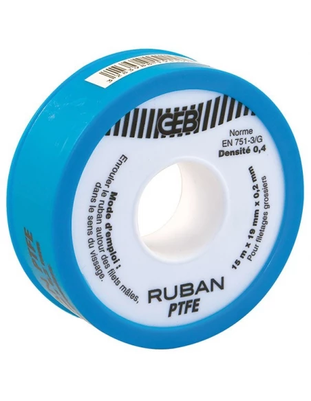 815119 ruban ptfe special gros diametre 19mm x 15m x 0,2mm
