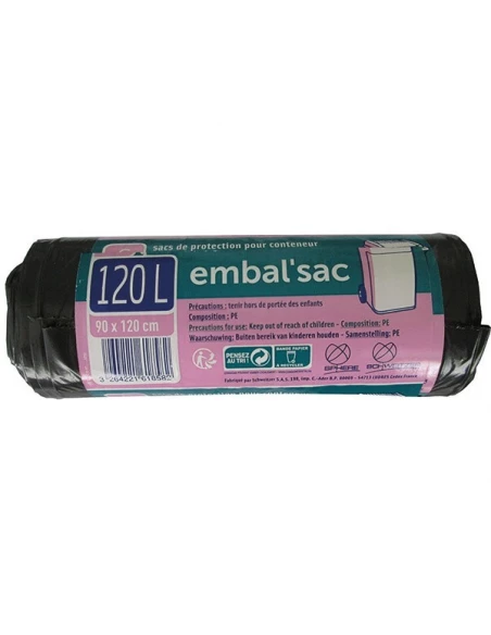 Sac conteneur 120l poche de 6 sacs ref emb120pc06582