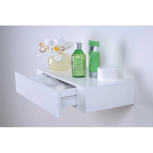Etagère murale l. 48 cm duraline blanc mat./ 1 tiroir