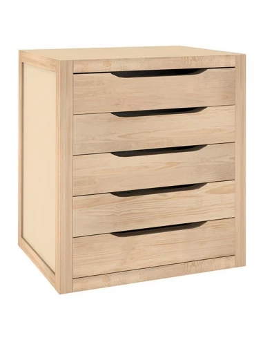 Bloc 5 tiroirs natura en pin massif brut 39x45,8x30cm ref blna50 99 - ASTIGARRAGA