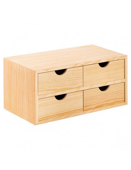 Bloc Mini 4 Tiroirs Pin Rangement compact en pin brut - ASTIGARRAGA
