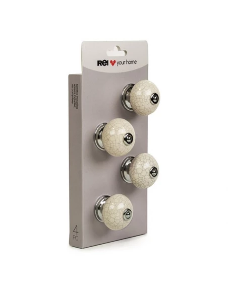 Boite x4 boutons metal-porcel d 40mm craquele ref 2-e509
