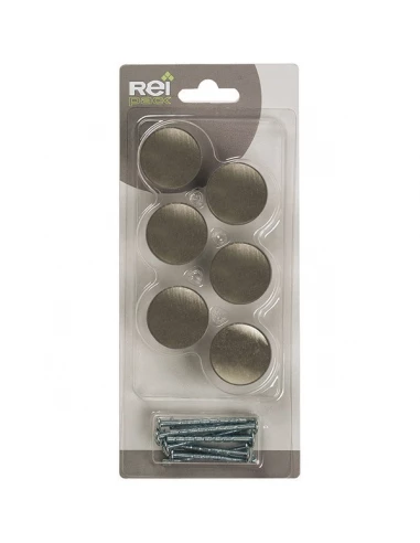Boite x6 boutons ronds metal d 33mm nickel mat brosse ref 2-756 22