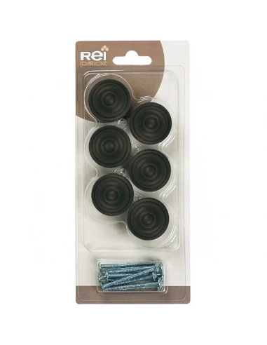 Boite x6 boutons metal d 30mm noir mat ref 2-3110 18