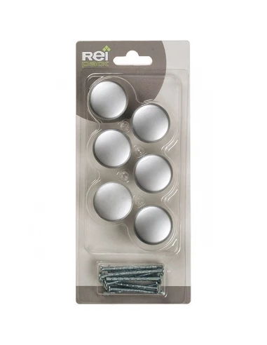 Boite x6 boutons ronds metal d 33mm chrome mat ref 2-756 33