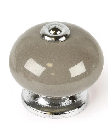Boite 10 boutons porcel gris d 40mm base+centre chrome ref 7-e517 02