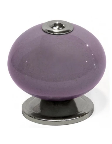 Boite 10 boutons porcel mauve d 40mm base+centre chrome ref 7-e51727