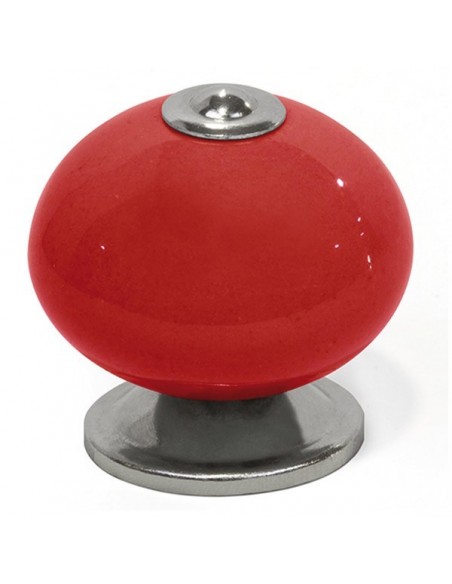 Boite 10 boutons porcel rouge d 40mm base+centre chrome ref 7-e517 04