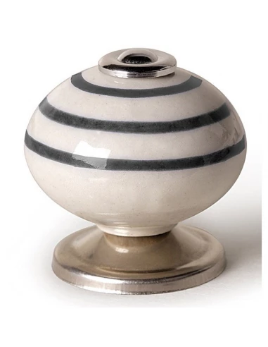 10 boutons porcelaube-acier d39 blanc et rayures noires ref 7-e501 03