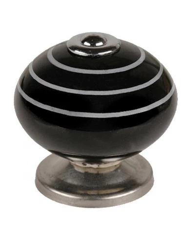 Boite 10 boutons porcel-acier d40 noir rayures blanches ref 7-e503