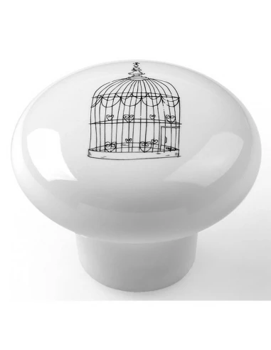 Boite 10 boutons porcel d 40mm blc-cage-aux-oiseaux ref 7-e815