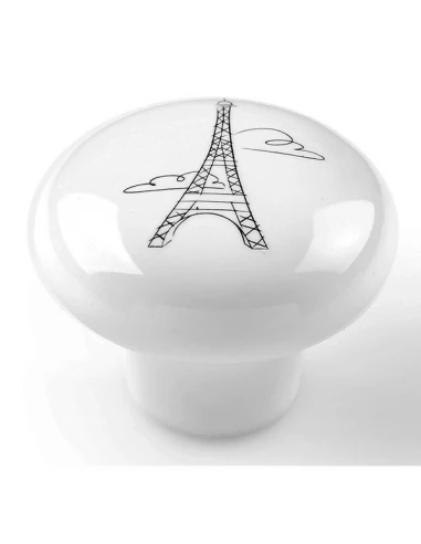 Boite 10 boutons porcel d 40mm blc-tour eiffel ref 7-e816