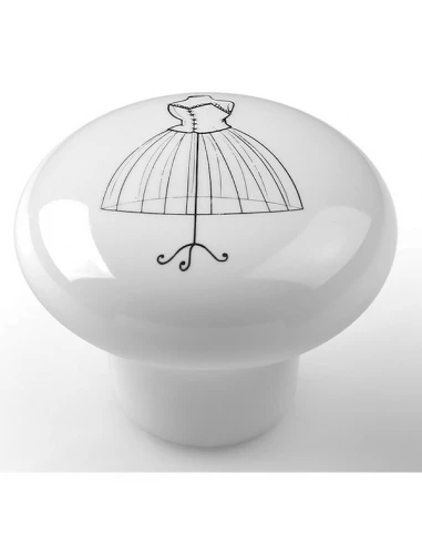 10 Boutons – Poignée Porcelaine Diamêtre 40mm Blanc – Blanc – Mannequin