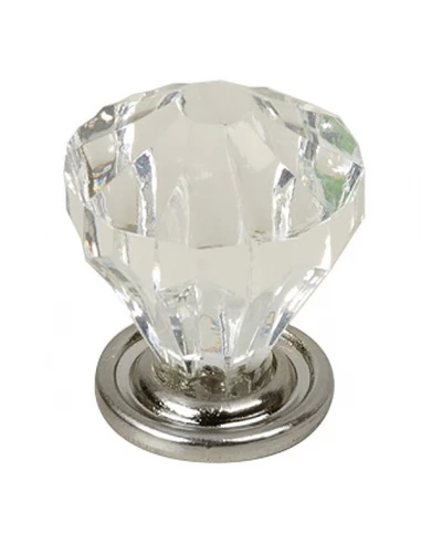 10 Bouton resine-zamak d30 transp-nickel mat brosse ref 7-487 22-80