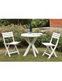 set bistro blanc 1 table 70cm+2 chaises ref.001206