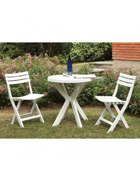 Set bistro blanc 1 table 70cm+2 chaises ref.001206