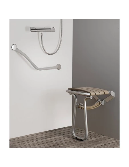 Siege de douche escamotable avec pied alu taupe