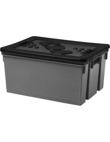 Bac de rangement 50 litres gris avec couvercle noir - EDA