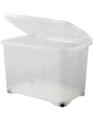 Coffre clip box 60l av couv et roulettes ref 10817 naturel
