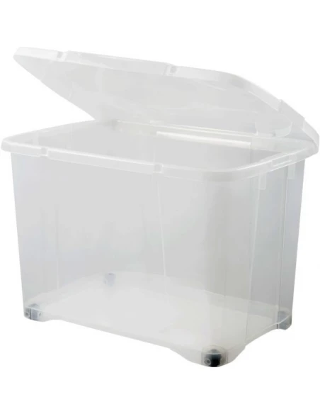 Coffre clip box 60l av couv et roulettes ref 10817 naturel