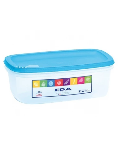 Boite de conservation rectangulaire 5,5 litres naturel couvercle turquoise acidule - EDA