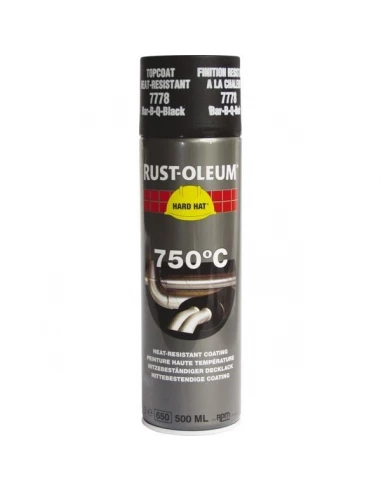 Finition hard hat haute temperature noir satine 750°c aerosol 500 ml