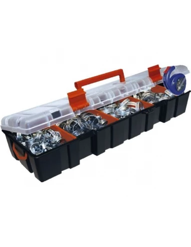 Coffret 85 colliers bande ajouree avec flexometre en acier sans fin lg 3 m lg 8 mm