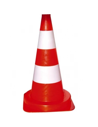 Cone de signalisation Balise 50 cm - 1.1 kg - pvc orange - 2 bandes blanches