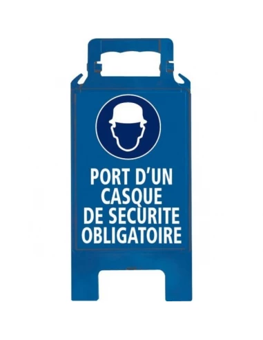 Chevalet pliable de signalisation bleu port casque de securite 580
