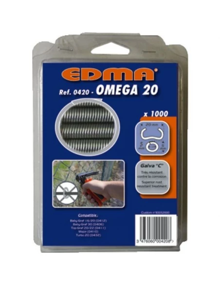 Agrafe omega 20 galva vert boite de 1000- 0430