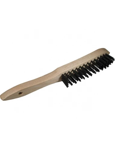 Brosse a main manche bois 4 rangs x acier droit 0 35 lg 295mm
