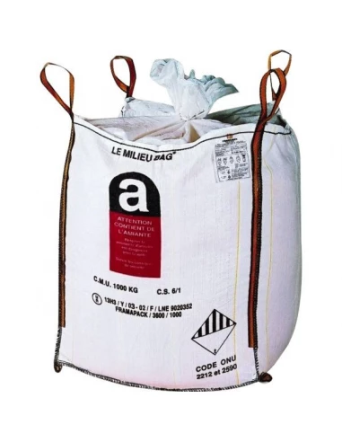 Sac big bag amiante toile polypropylene 160 grs-m2 - 87 x 87x 105
