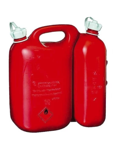 Jerrycan double compartiment rouge 5 l essence + 2 5 l huilehom